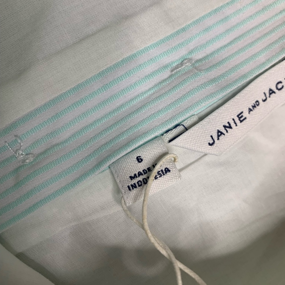 Janie And Jack Blouse Girls Size 6 Mint Green Striped Blouse Easter Shirt Top - Picture 4 of 6